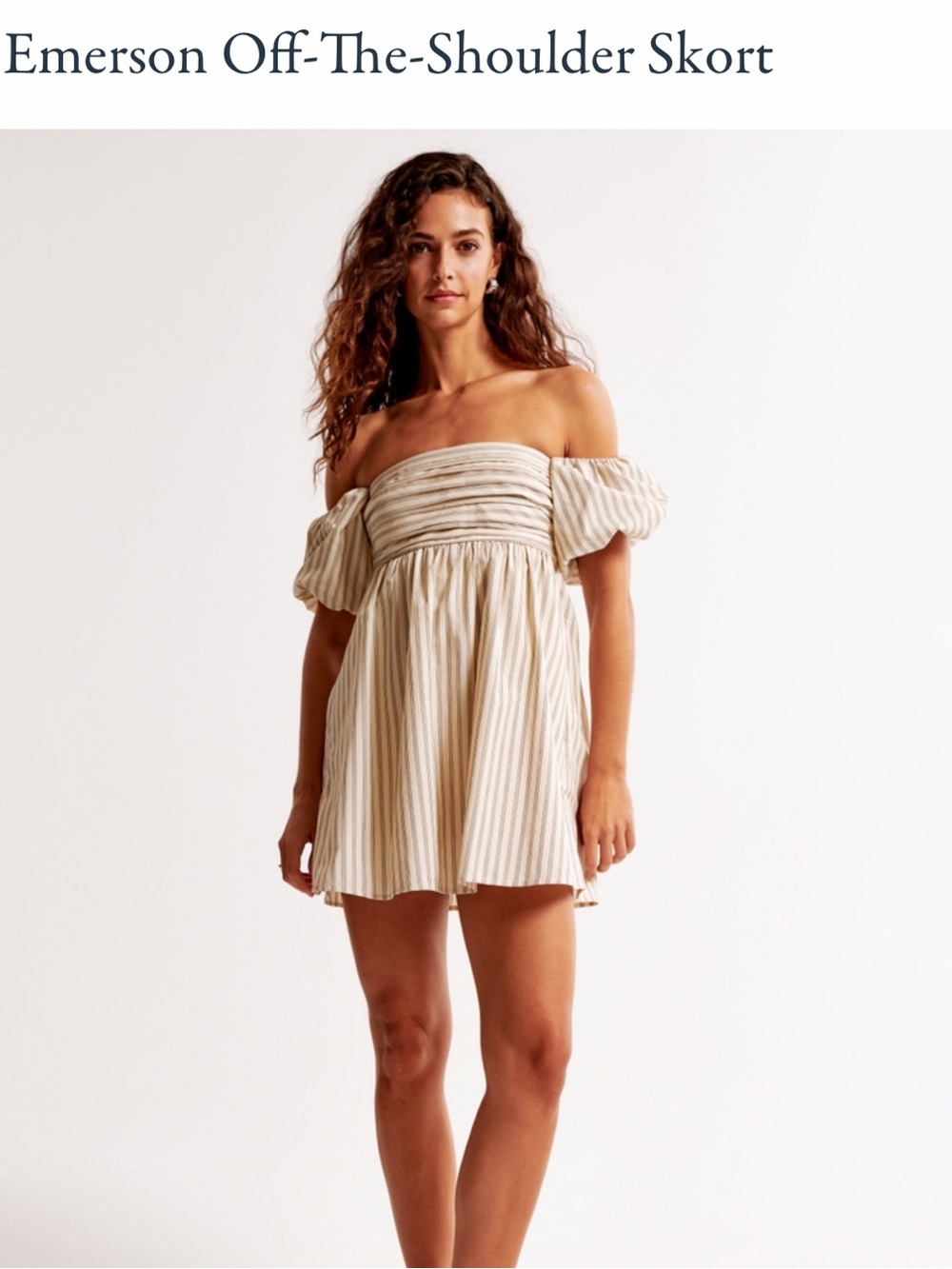 Off-The-Shoulder Dress skort - Cream Stripe